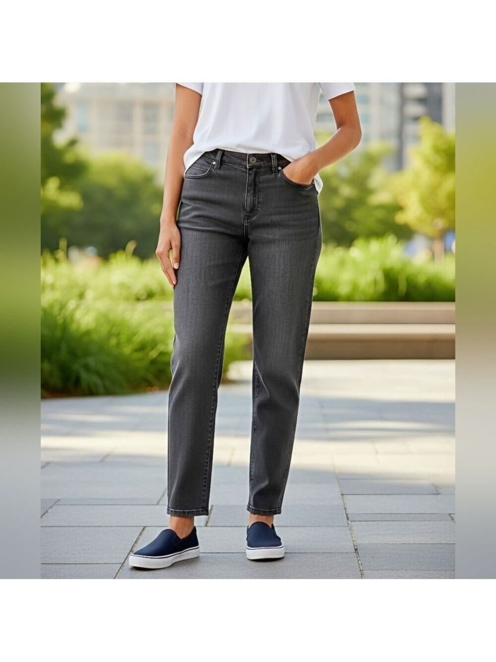 Eileen Fisher Gray Organic Cotton Slim Fit Jeans #JEA31
